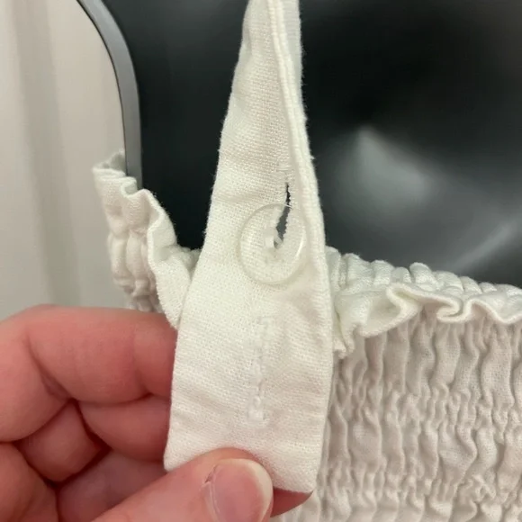 White Linen Peplum Top, Sz S - Picture 5 of 8